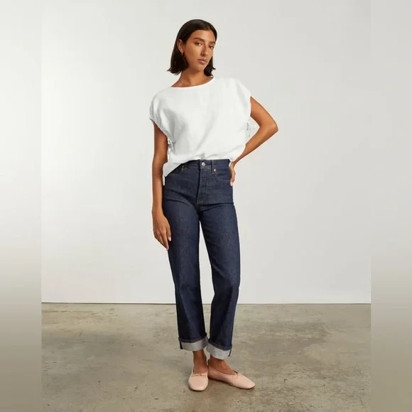 Everlane women’s the drawstring tunic 100% linen top white size small breathable - Picture 2 of 7